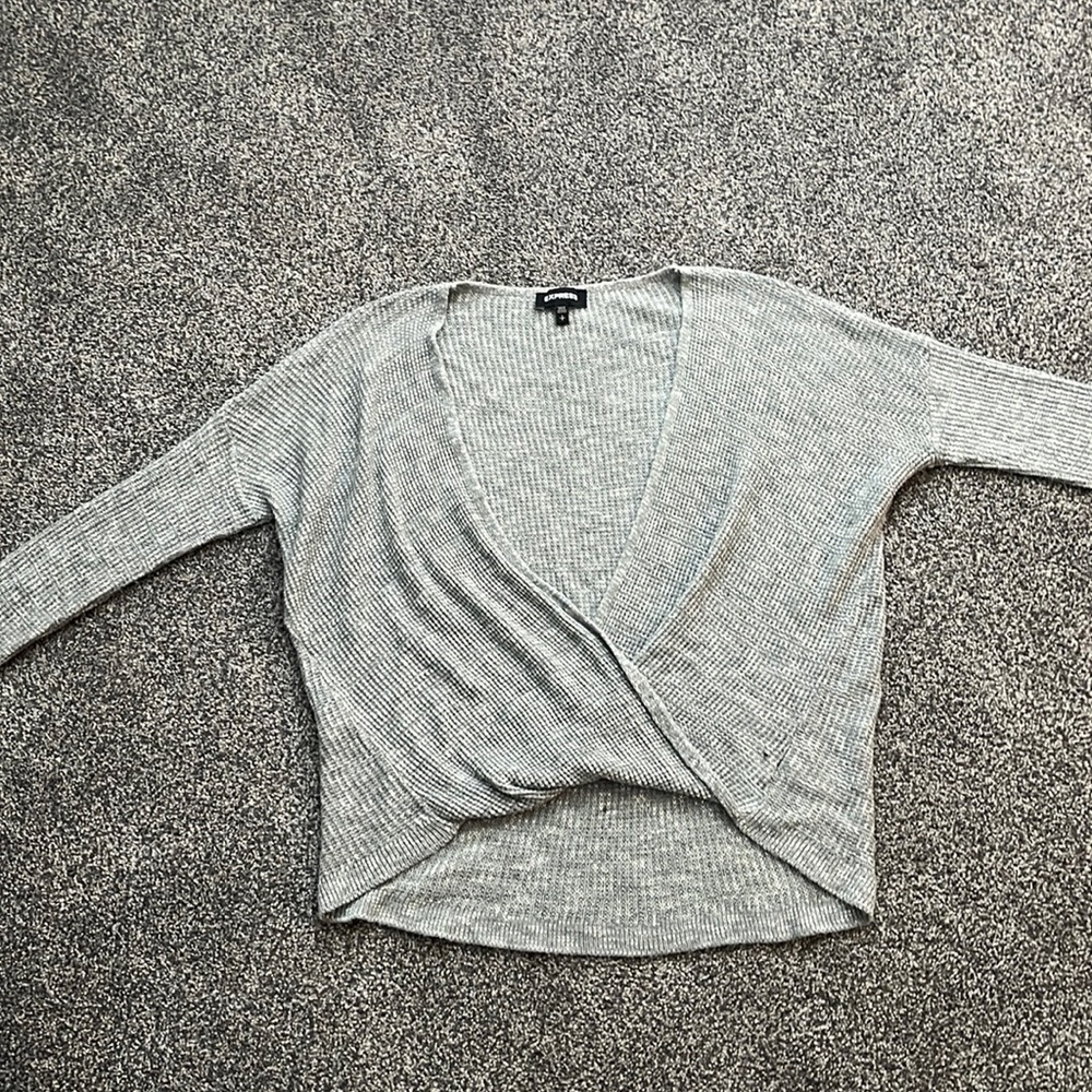 Express Grey Front Cross Sweater Size Small